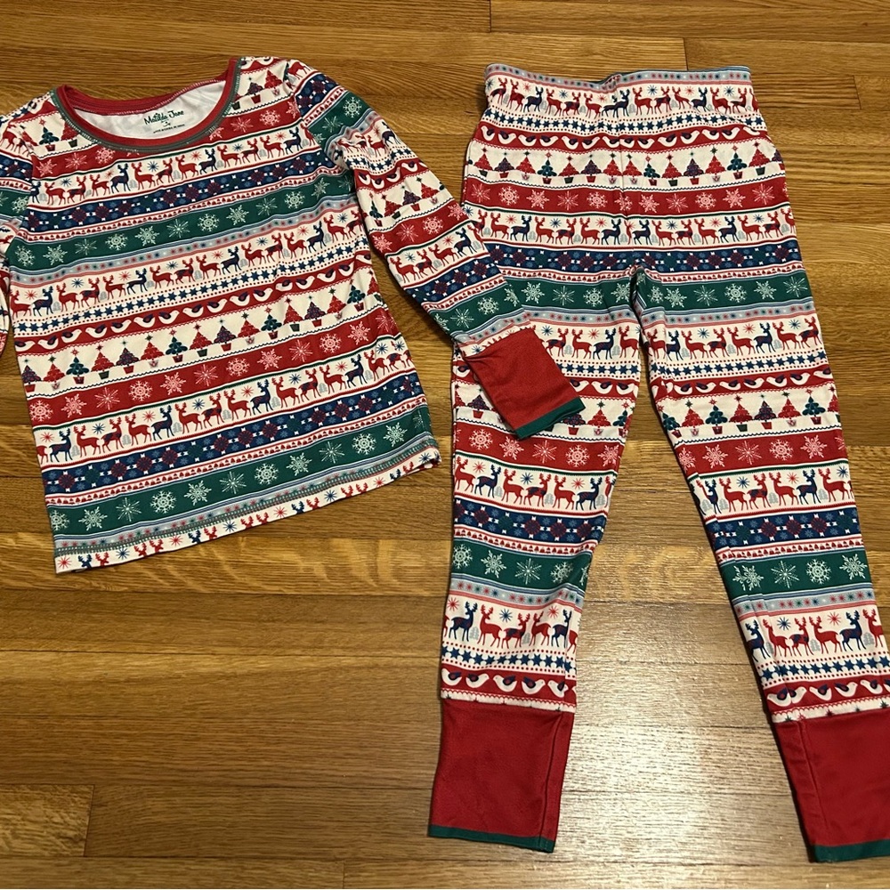 Matilda Jane Girls Pajama Set - Red, Green, White Fair Isle